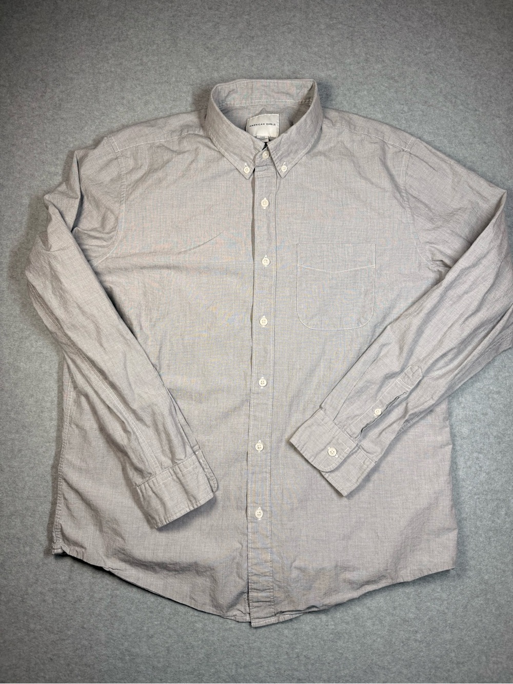 American Eagle Outfitters Light Gray Button-Down Shirt